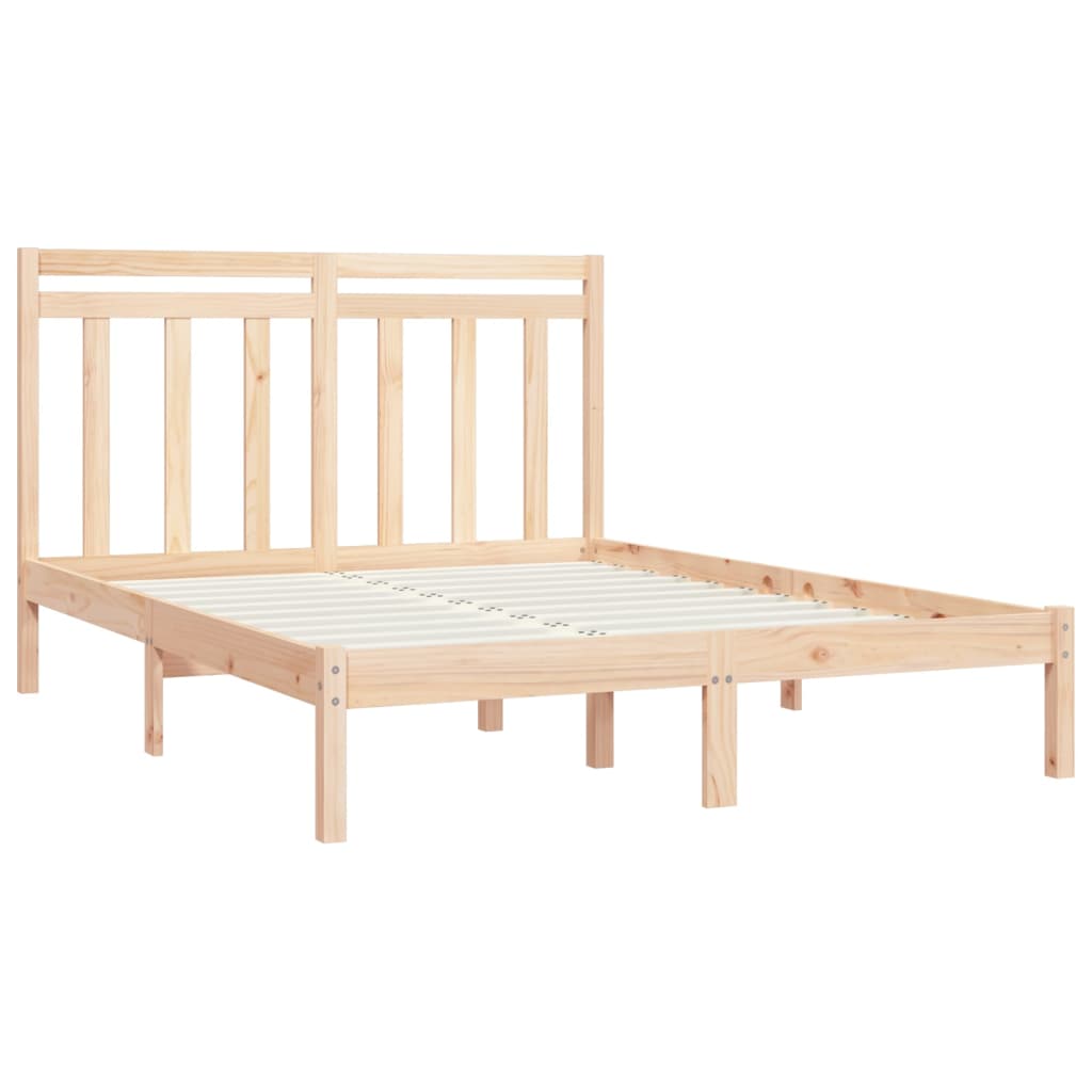 vidaXL Estructura de cama de matrimonio madera maciza 135x190 cm