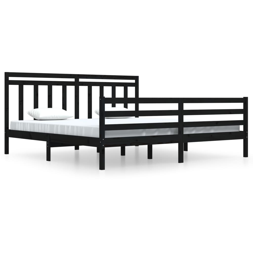 vidaXL Estructura de cama de madera maciza de pino negra 200x200 cm