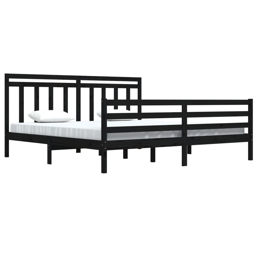 vidaXL Estructura de cama de madera maciza de pino negra 200x200 cm