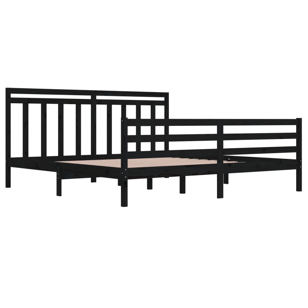 vidaXL Estructura de cama de madera maciza de pino negra 200x200 cm