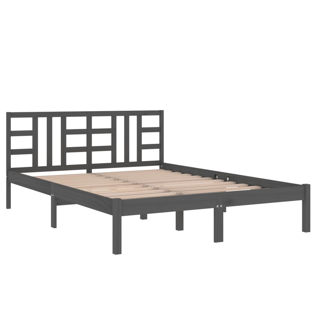 vidaXL Estructura de cama de matrimonio madera maciza gris 180x200 cm