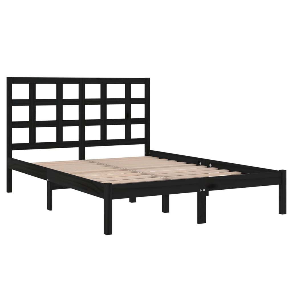 vidaXL Estructura de cama madera maciza negra King Size 150x200 cm