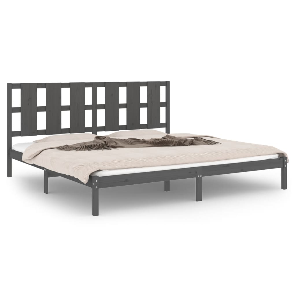 vidaXL Estructura de cama de matrimonio madera maciza gris 180x200 cm