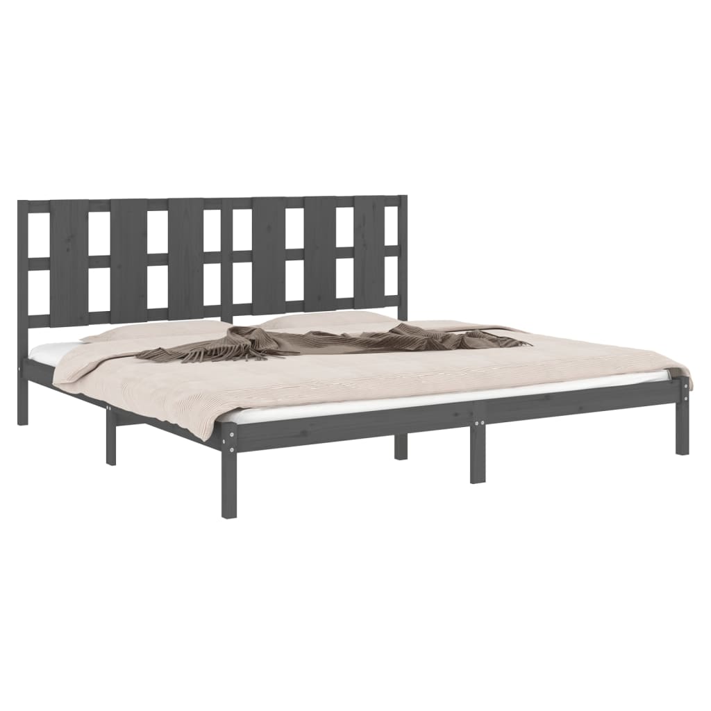 vidaXL Estructura de cama de matrimonio madera maciza gris 180x200 cm