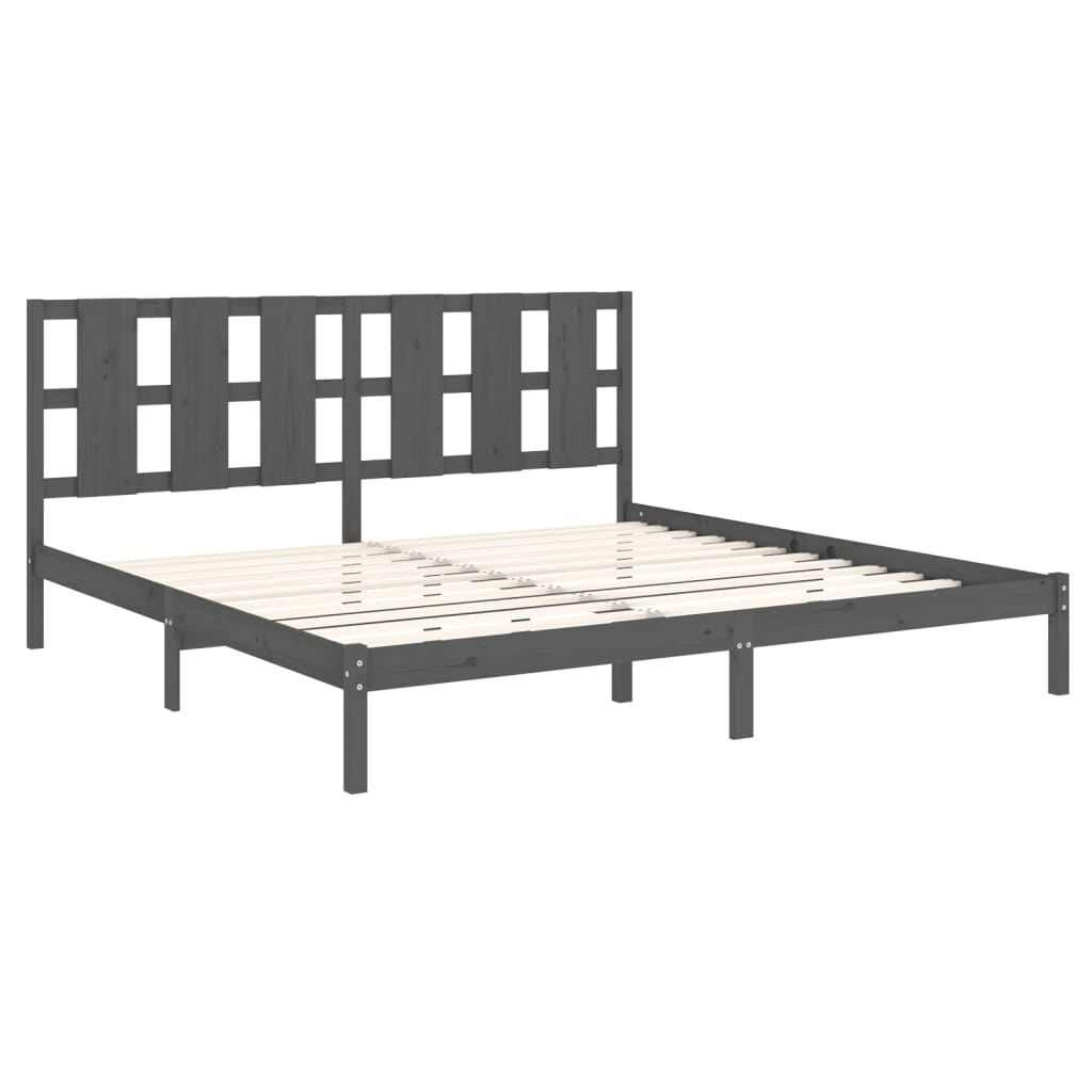 vidaXL Estructura de cama de matrimonio madera maciza gris 180x200 cm