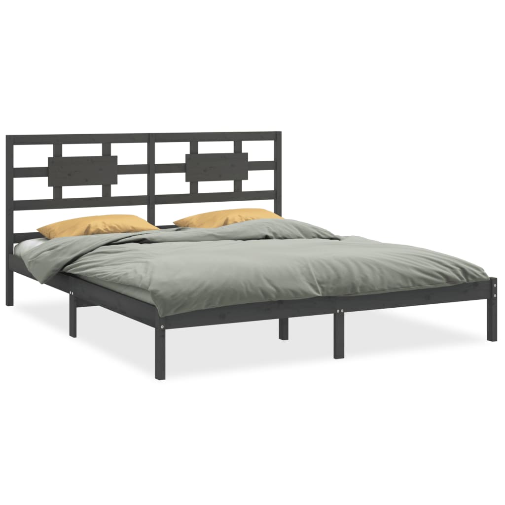 vidaXL Estructura de cama de matrimonio madera maciza gris 180x200 cm