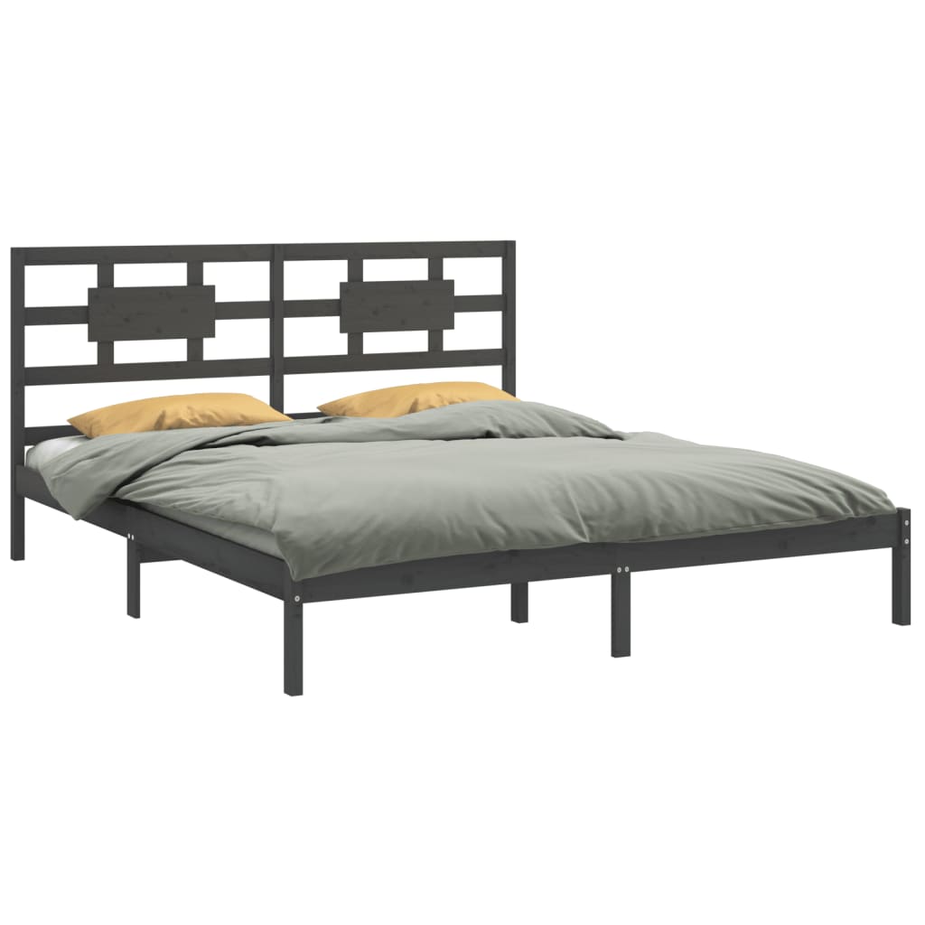 vidaXL Estructura de cama de matrimonio madera maciza gris 180x200 cm