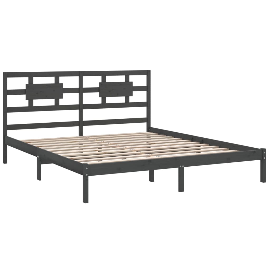 vidaXL Estructura de cama de matrimonio madera maciza gris 180x200 cm