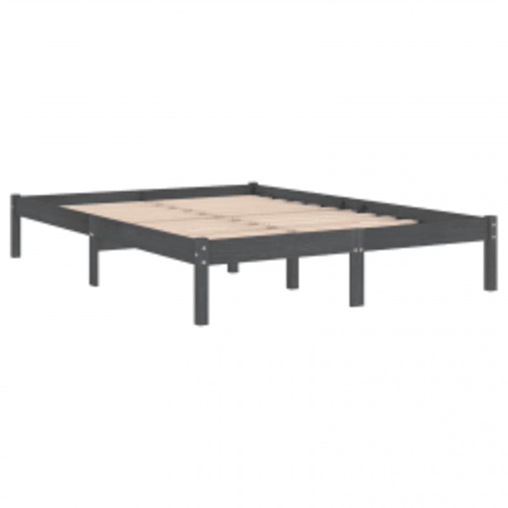 vidaXL Estructura de cama de matrimonio madera maciza gris 180x200 cm