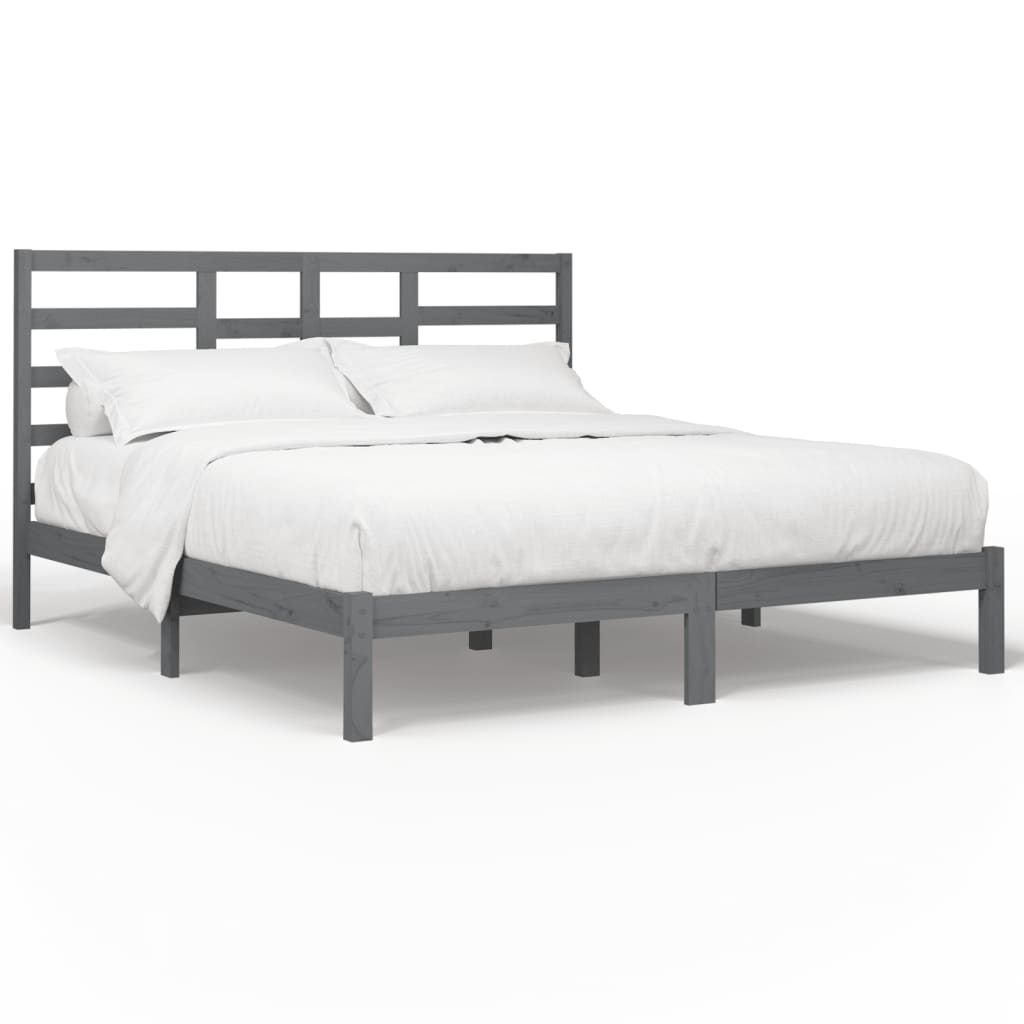 vidaXL Estructura de cama sin colchón madera maciza gris 180x200 cm