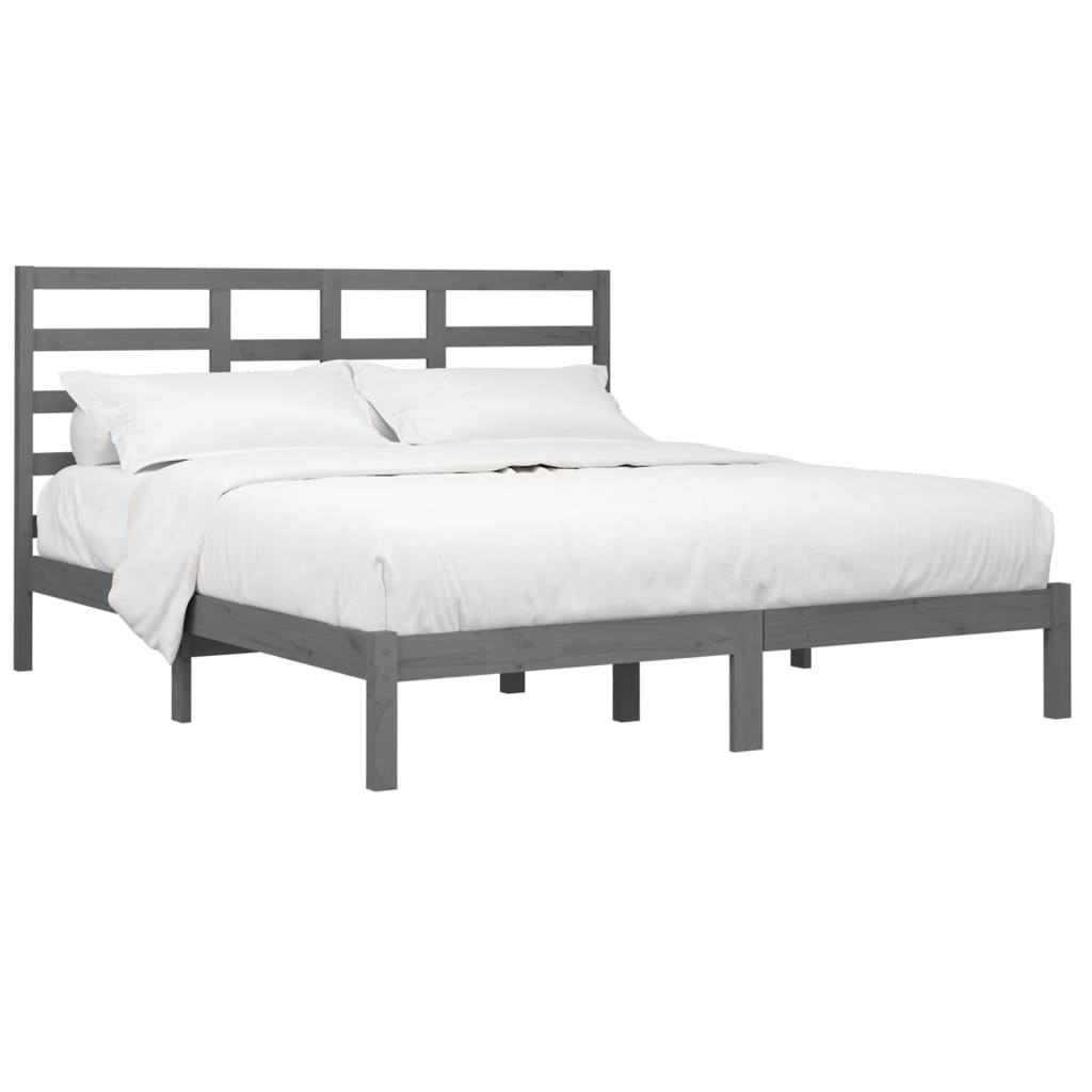 vidaXL Estructura de cama sin colchón madera maciza gris 180x200 cm