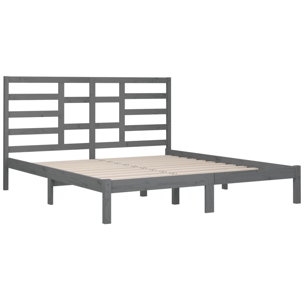 vidaXL Estructura de cama sin colchón madera maciza gris 180x200 cm