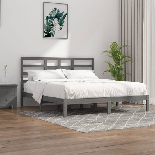 vidaXL Estructura de cama sin colchón madera maciza gris 180x200 cm