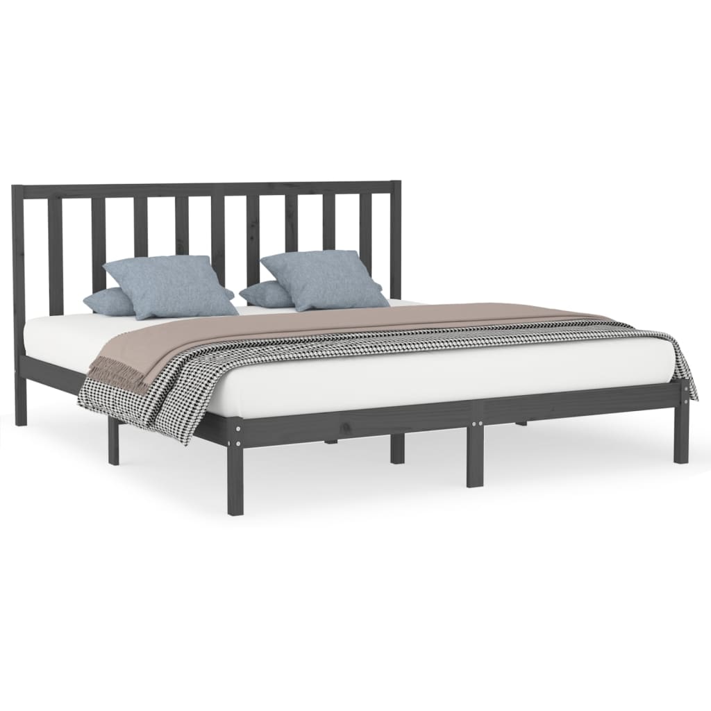 vidaXL Estructura de cama de matrimonio madera maciza gris 180x200 cm