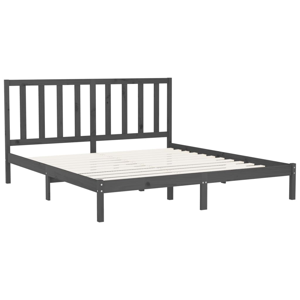 vidaXL Estructura de cama de matrimonio madera maciza gris 180x200 cm