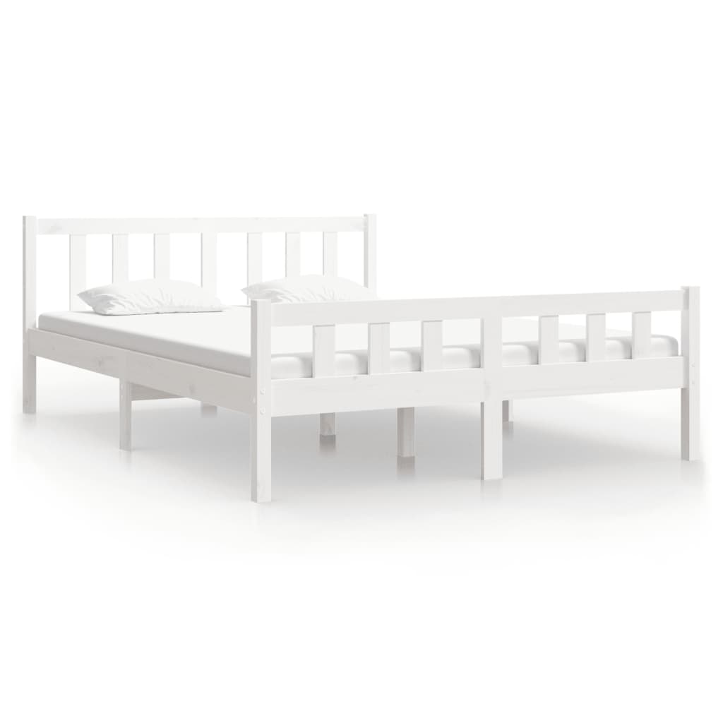 vidaXL Estructura de cama de madera maciza blanca 140x190 cm