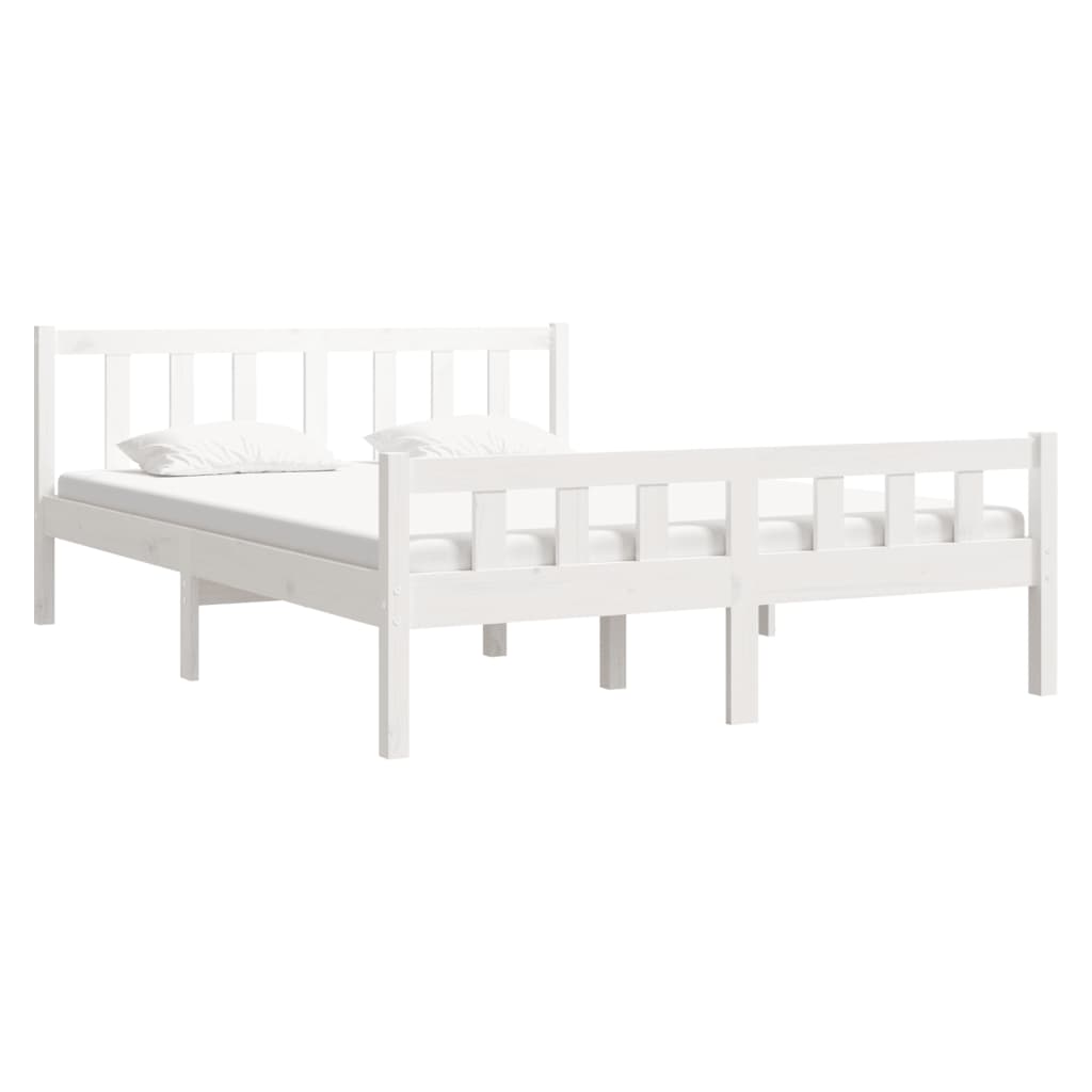 vidaXL Estructura de cama de madera maciza blanca 140x190 cm