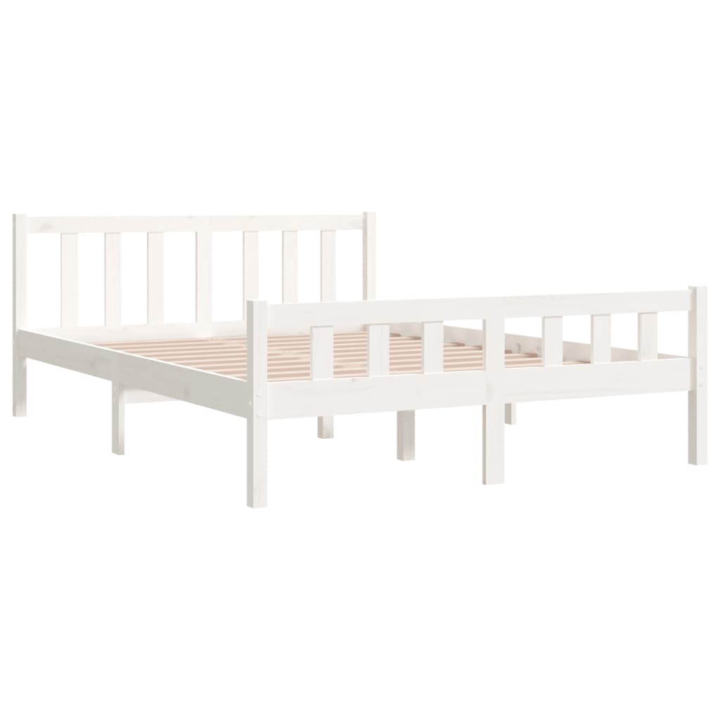 vidaXL Estructura de cama de madera maciza blanca 140x190 cm