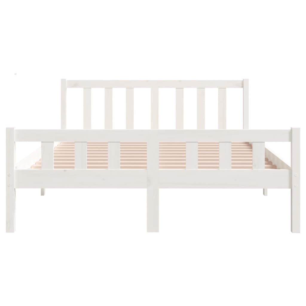 vidaXL Estructura de cama de madera maciza blanca 140x190 cm