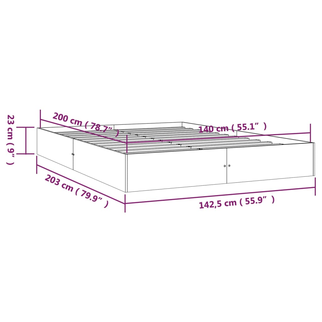 vidaXL Estructura de cama sin colchón madera maciza blanco 140x200 cm