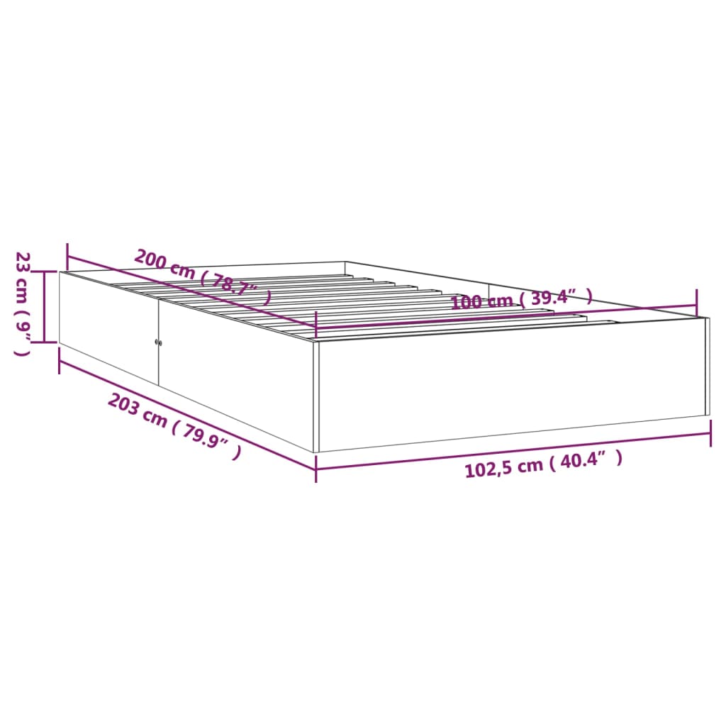 vidaXL Estructura de cama sin colchón madera maciza 100x200 cm