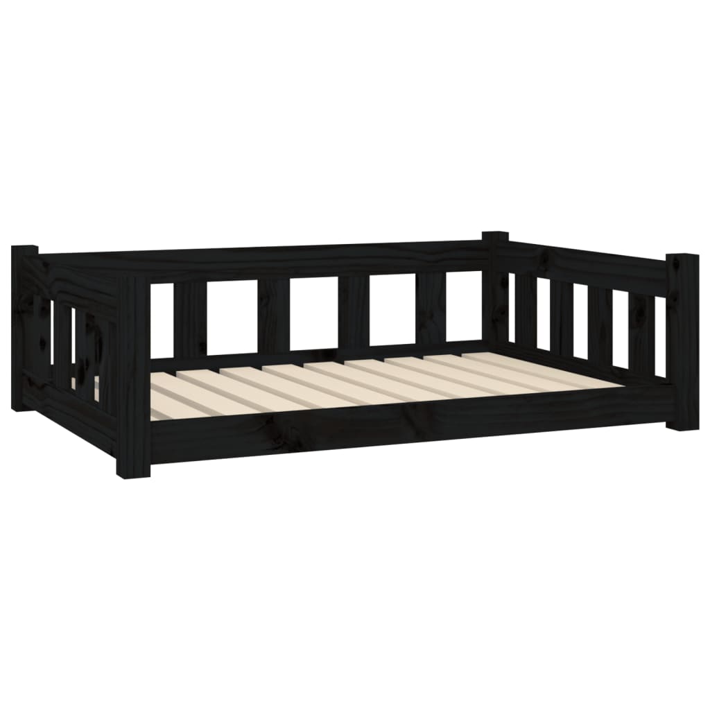 vidaXL Cama para perros madera maciza de pino negro 95,5x65,5x28 cm