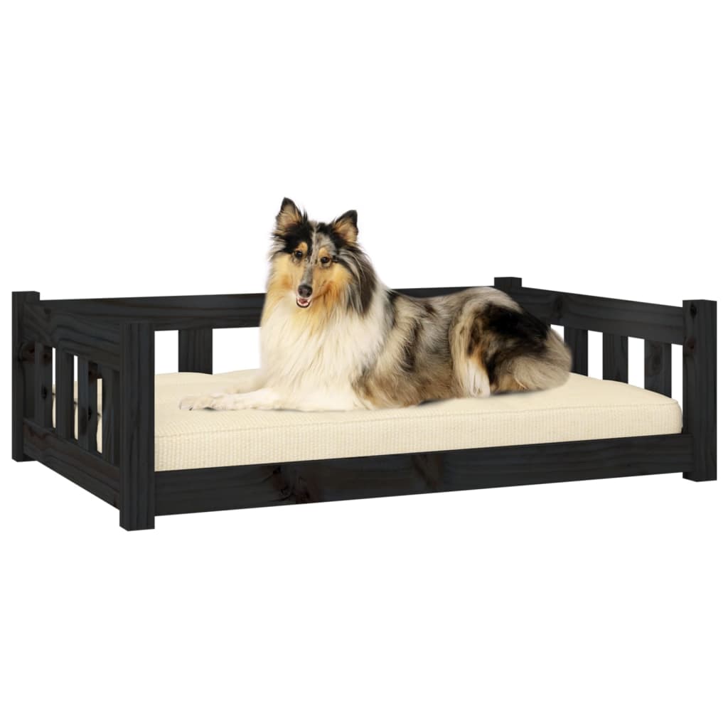 vidaXL Cama para perros madera maciza de pino negro 95,5x65,5x28 cm