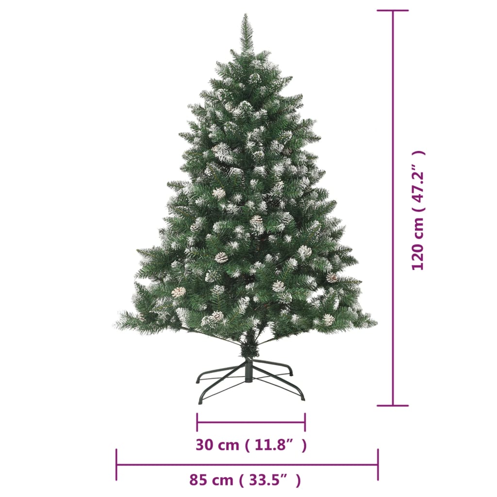 vidaXL Árbol de Navidad artificial con soporte PVC 120 cm