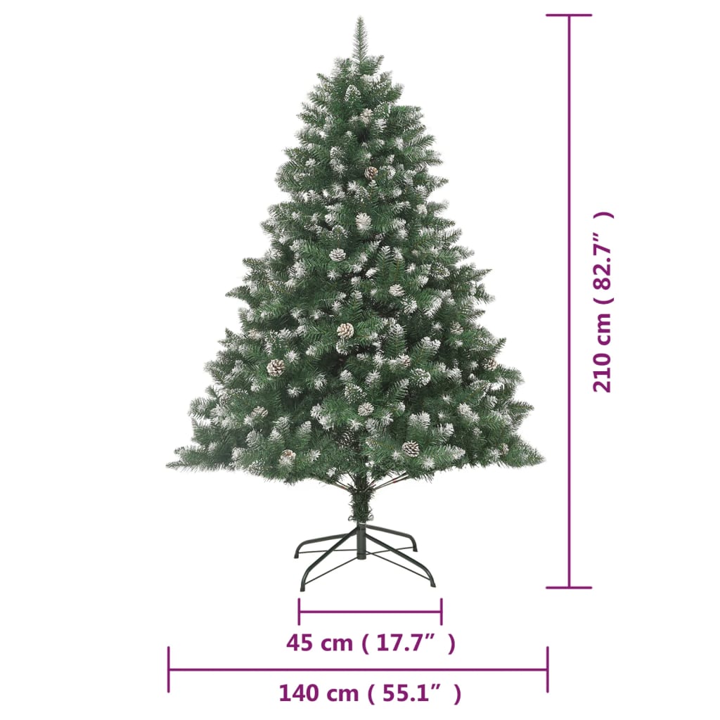 vidaXL Árbol de Navidad artificial con soporte PVC 210 cm