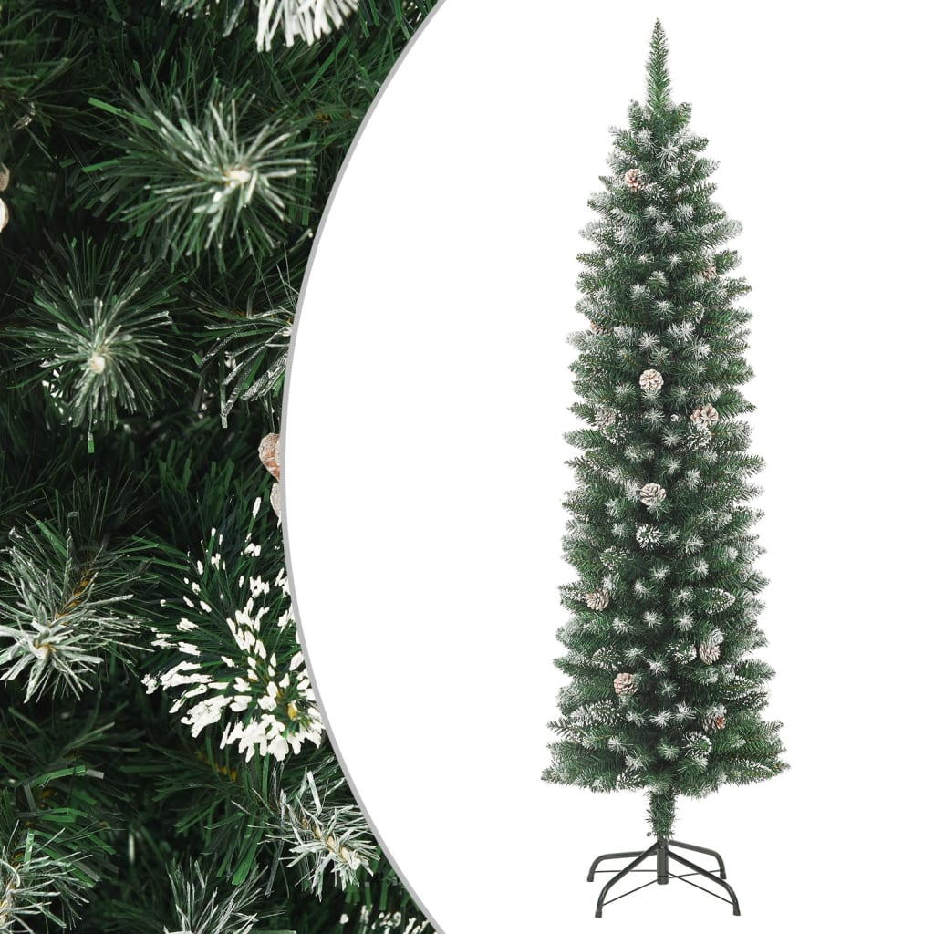 vidaXL Árbol de Navidad artificial estrecho con soporte PVC 120 cm