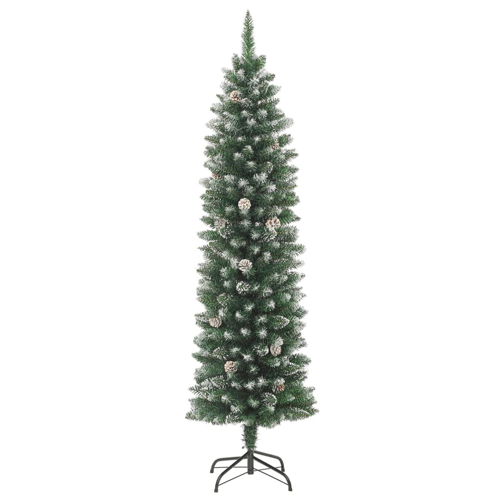 vidaXL Árbol de Navidad artificial estrecho con soporte PVC 180 cm