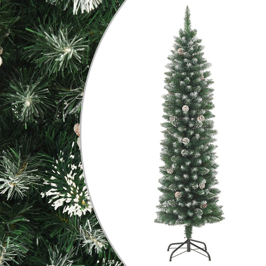 vidaXL Árbol de Navidad artificial estrecho con soporte PVC 210 cm