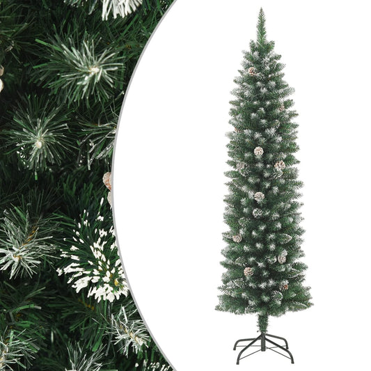 vidaXL Árbol de Navidad artificial estrecho con soporte PVC 240 cm