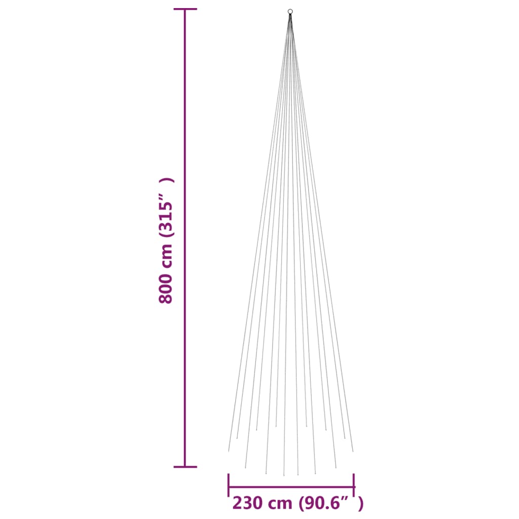 vidaXL Árbol de Navidad en asta de bandera 1134 LED azul 800 cm