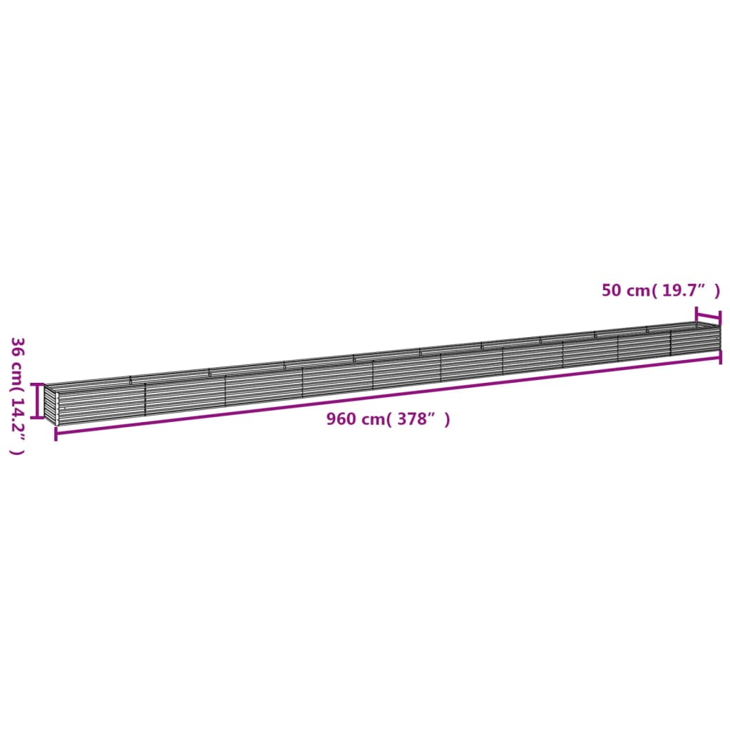 vidaXL Jardinera acero corten 960x50x36 cm