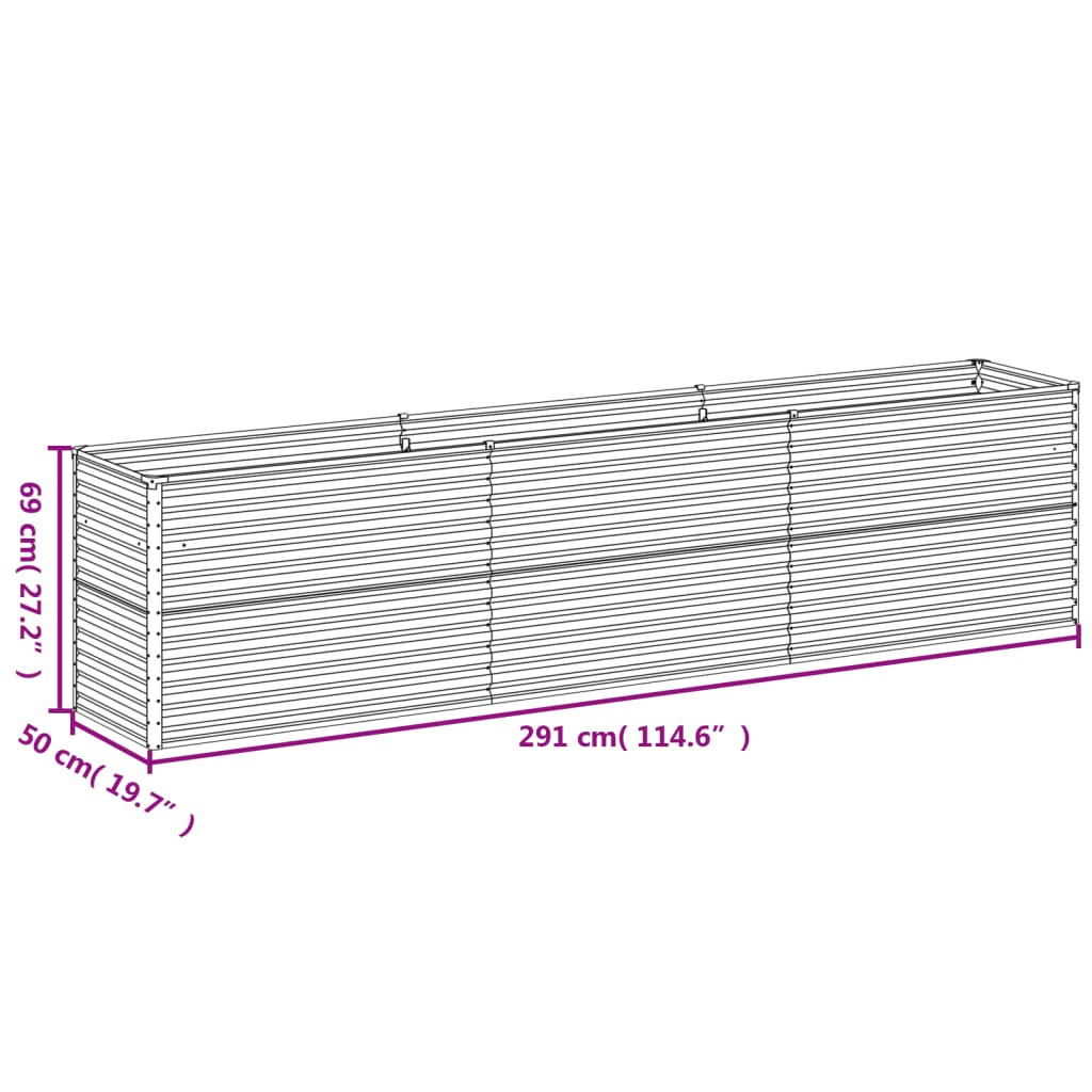 vidaXL Jardinera acero corten 291x50x69 cm