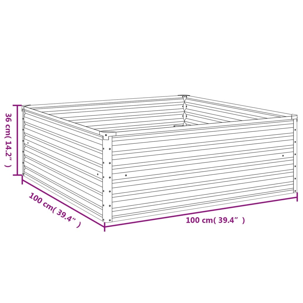 vidaXL Jardinera acero corten 100x100x36 cm