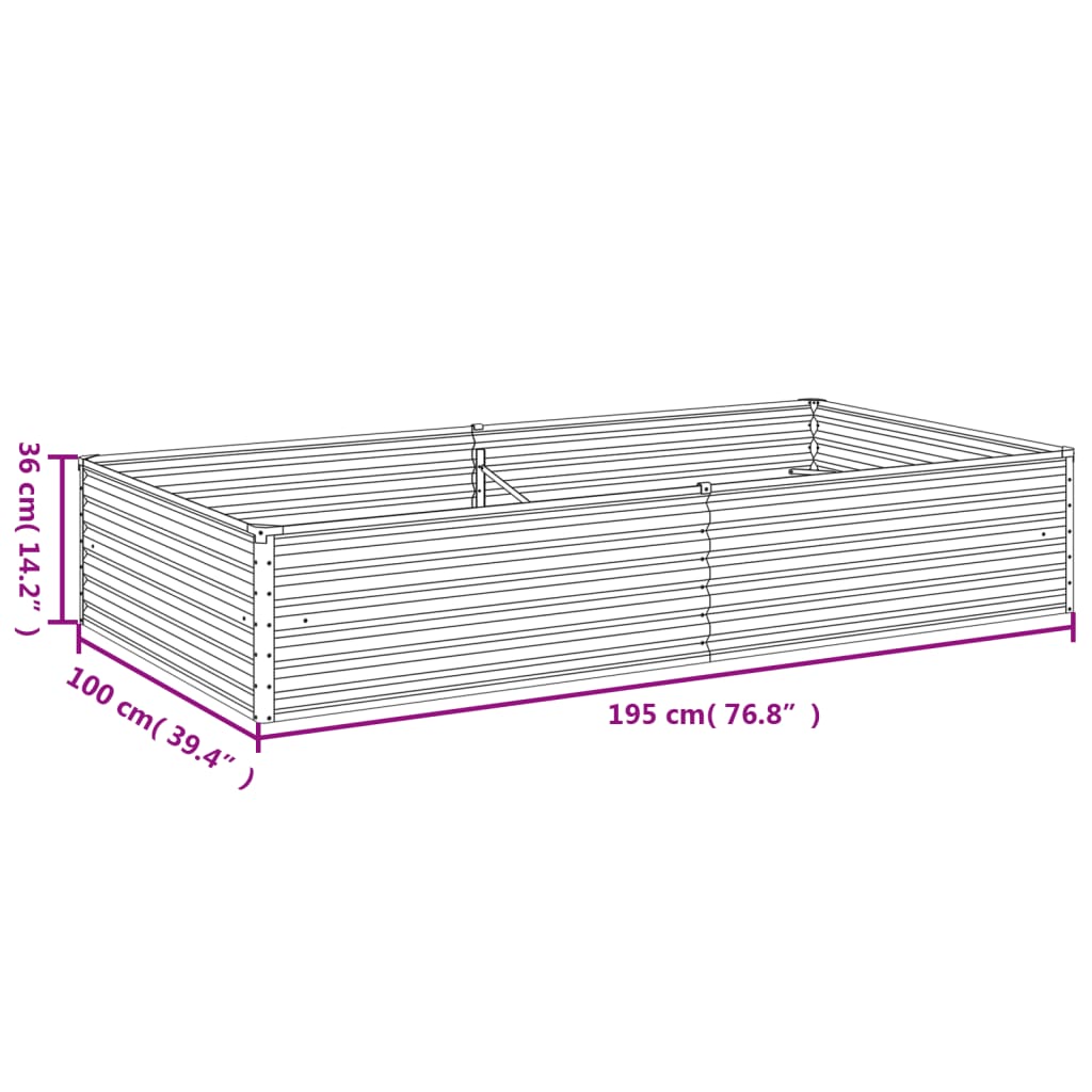 vidaXL Jardinera acero corten 195x100x36 cm