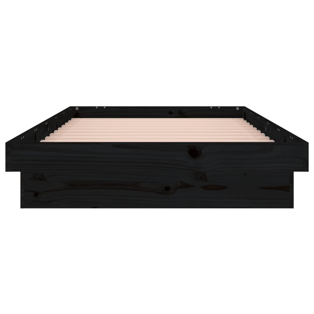 vidaXL Estructura de cama con LED madera maciza negra 100x200 cm