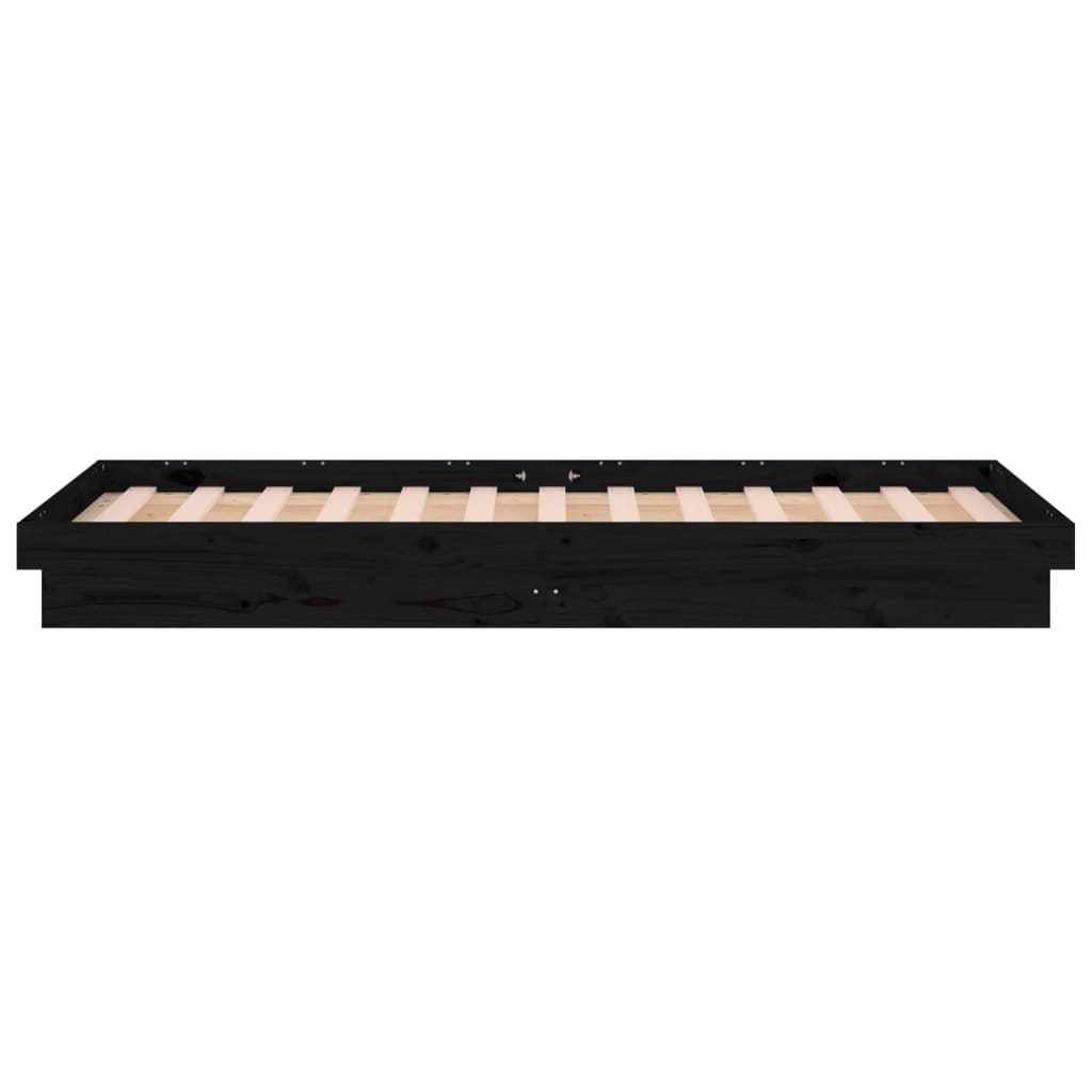 vidaXL Estructura de cama con LED madera maciza negra 100x200 cm