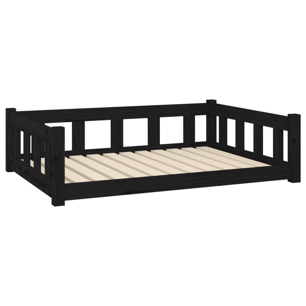 vidaXL Cama para perros madera maciza de pino negro 105,5x75,5x28 cm