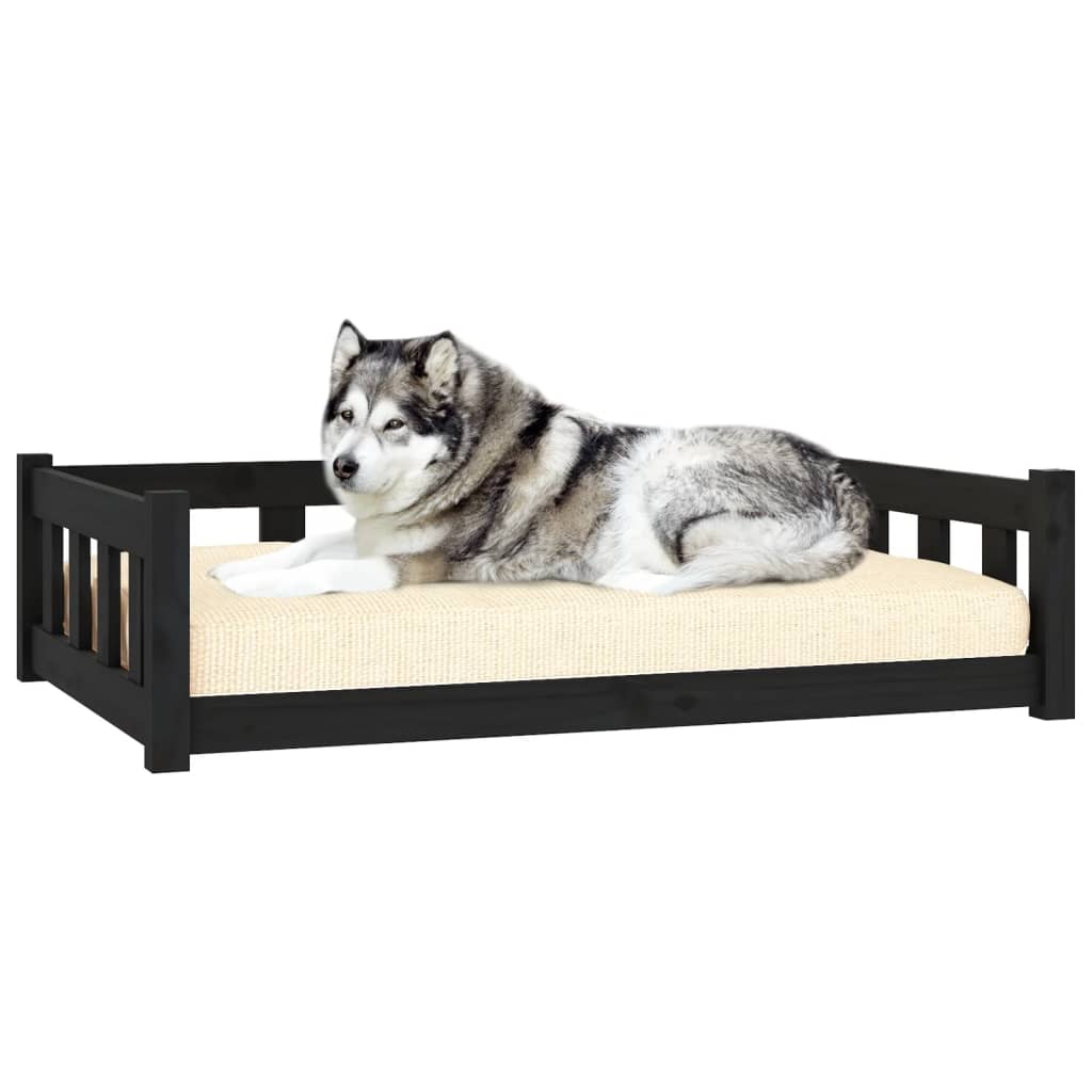 vidaXL Cama para perros madera maciza de pino negro 105,5x75,5x28 cm