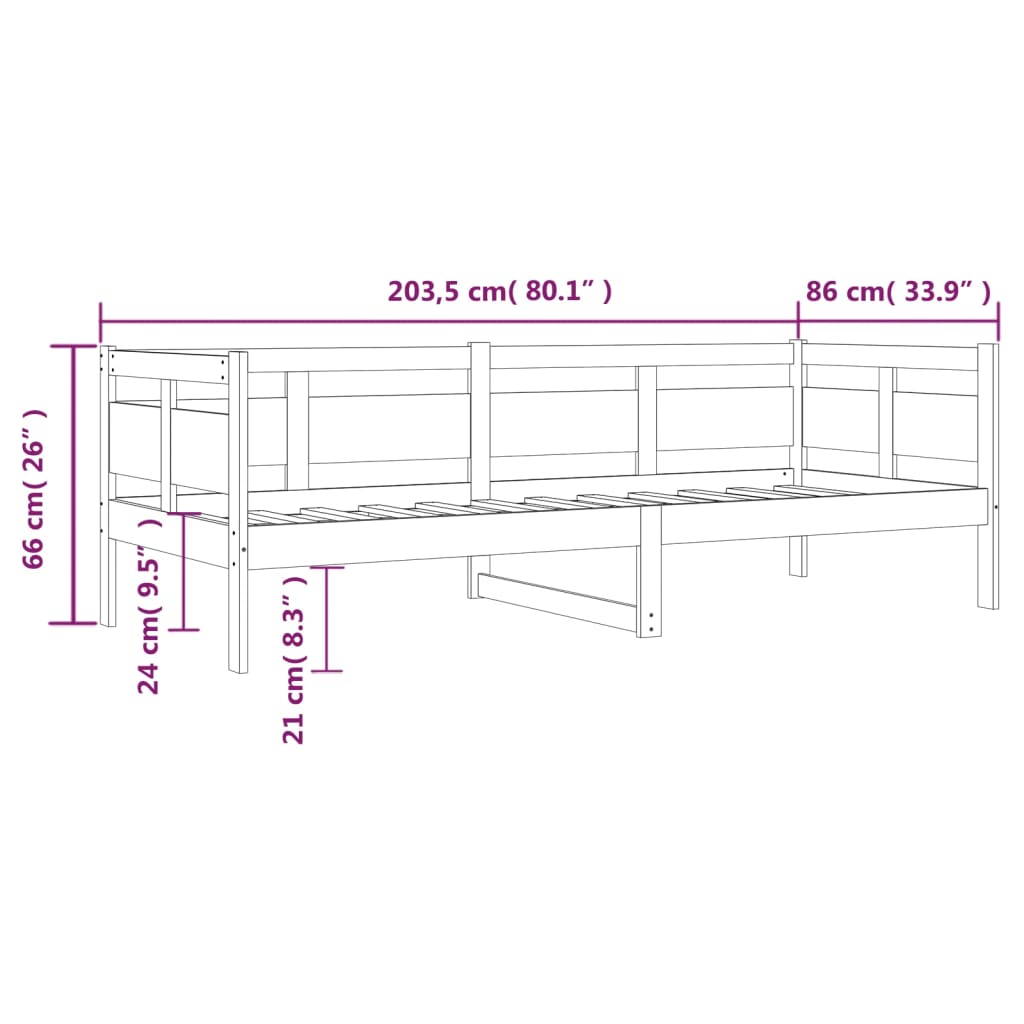 vidaXL Sofá cama madera maciza de pino 80x200 cm