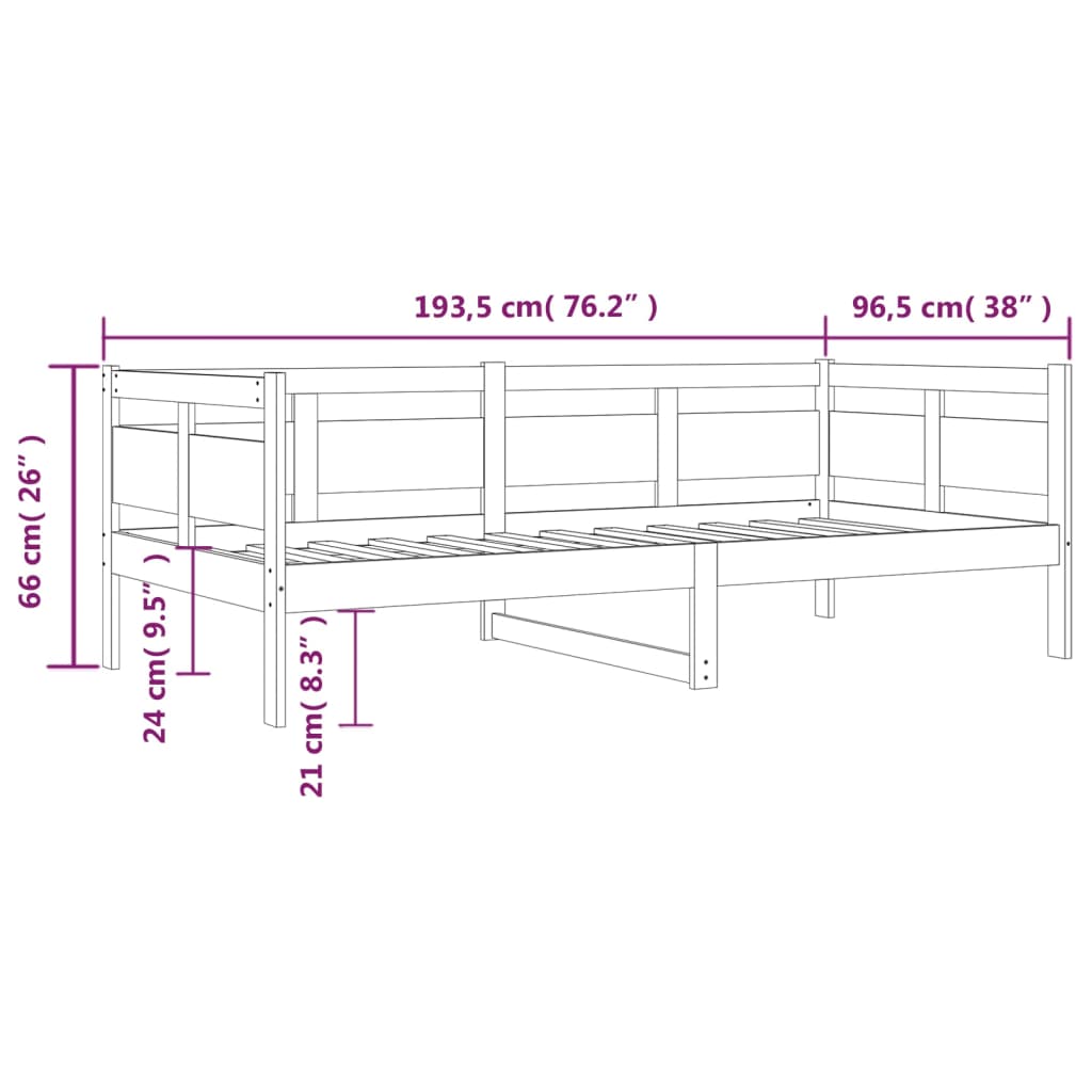 vidaXL Sofá cama madera maciza de pino 90x190 cm