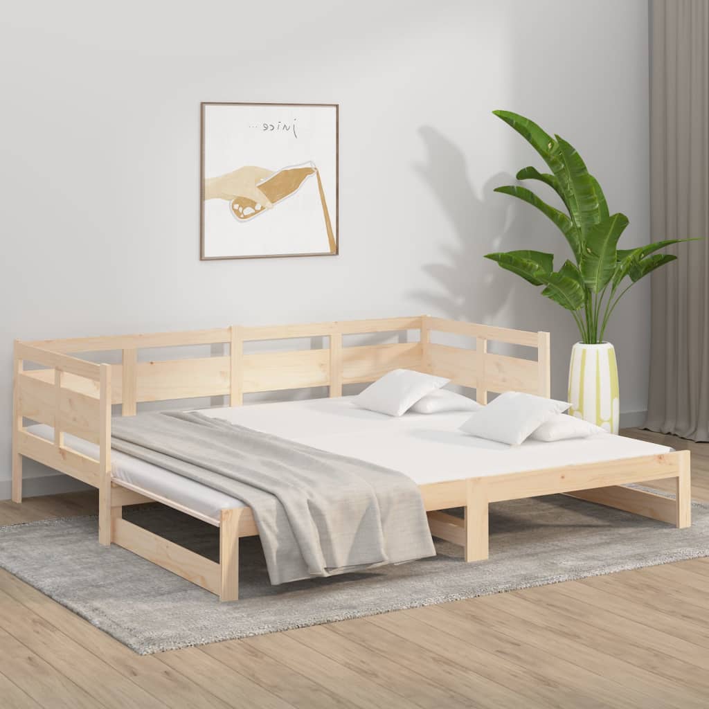 vidaXL Sofá cama extraíble madera maciza de pino 2x(80x200) cm