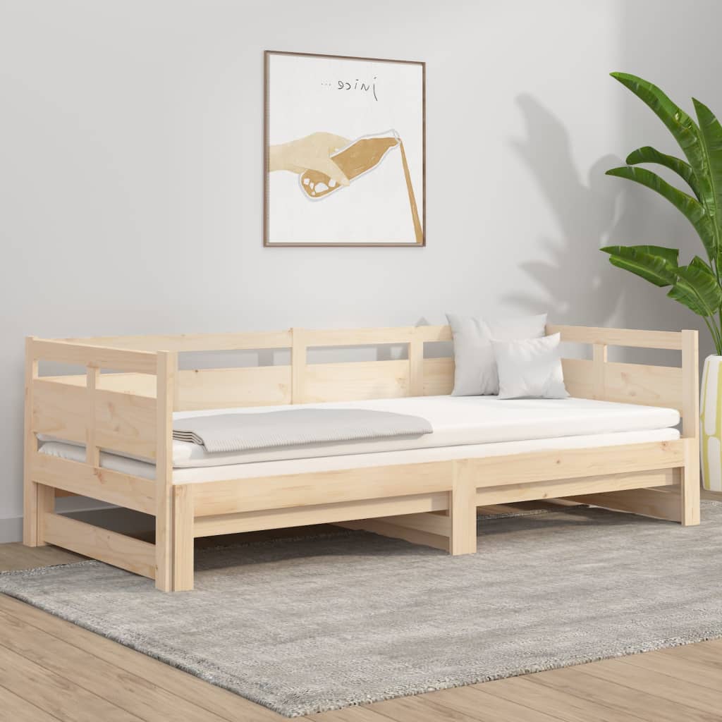 vidaXL Sofá cama extraíble madera maciza de pino 2x(80x200) cm