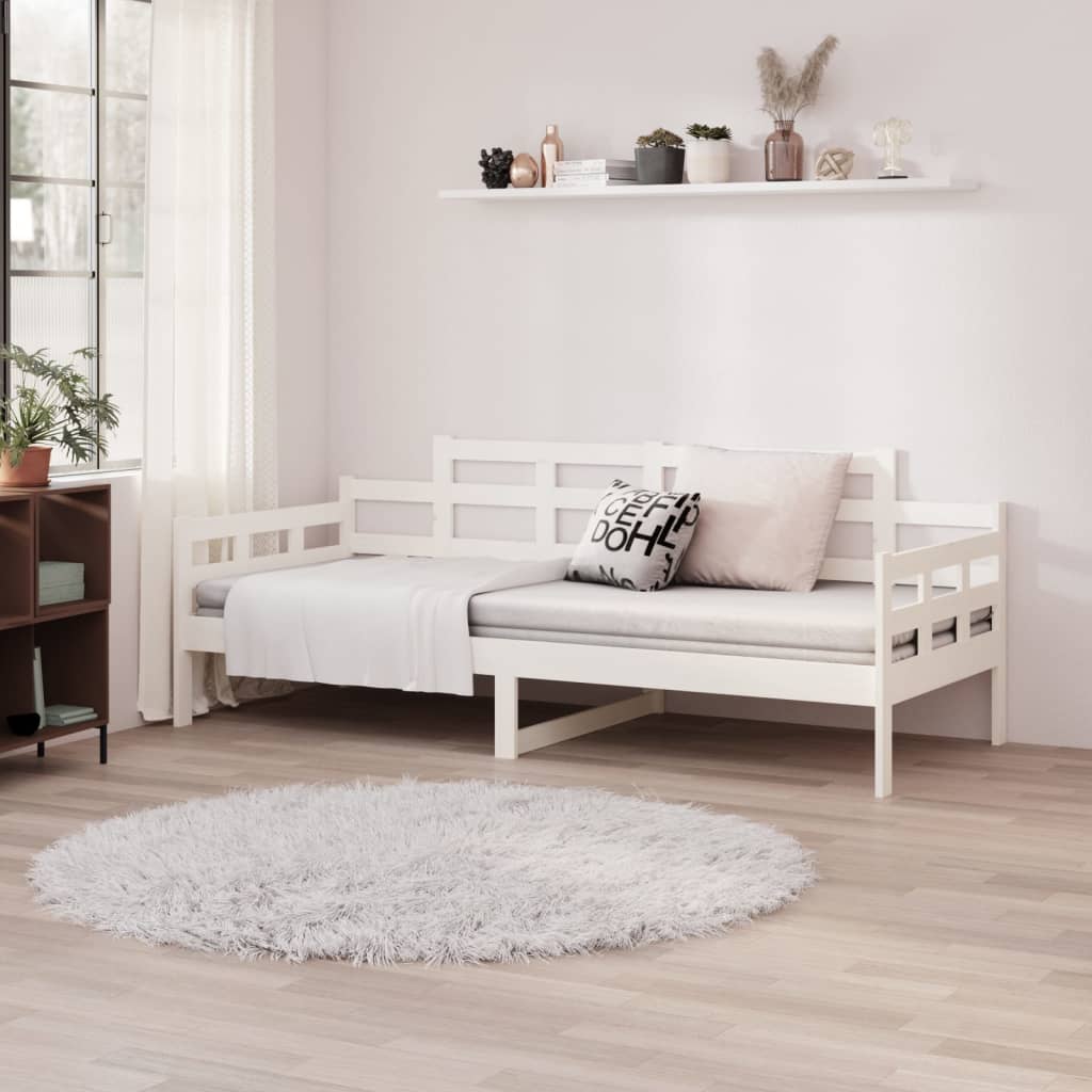 vidaXL Sofá cama sin colchón madera maciza de pino blanco 90x200 cm