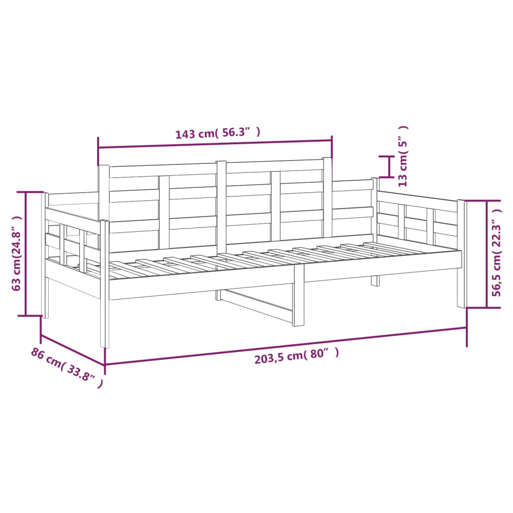 vidaXL Sofá cama madera maciza de pino 80x200 cm