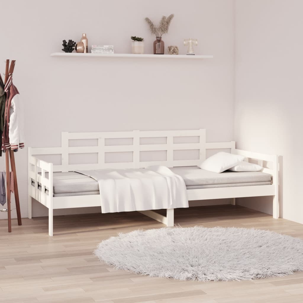 vidaXL Sofá cama madera maciza de pino blanco 80x200 cm