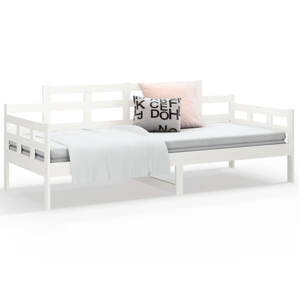 vidaXL Sofá cama madera maciza de pino blanco 90x190 cm